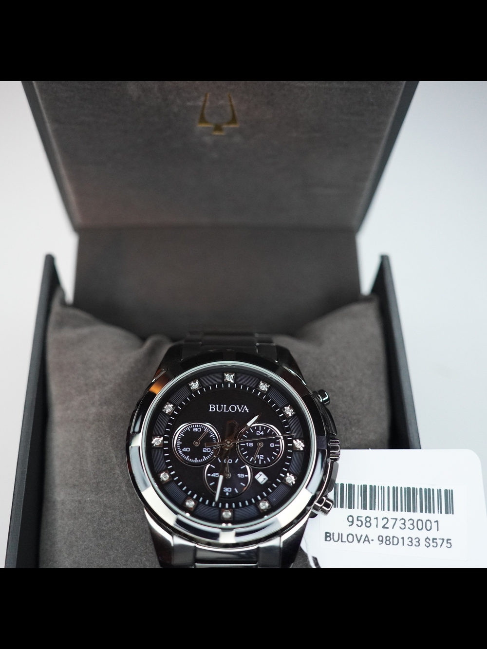 Bulova Men's Classic Chronograph Diamond Accent Watch 44MM Stainless Steel